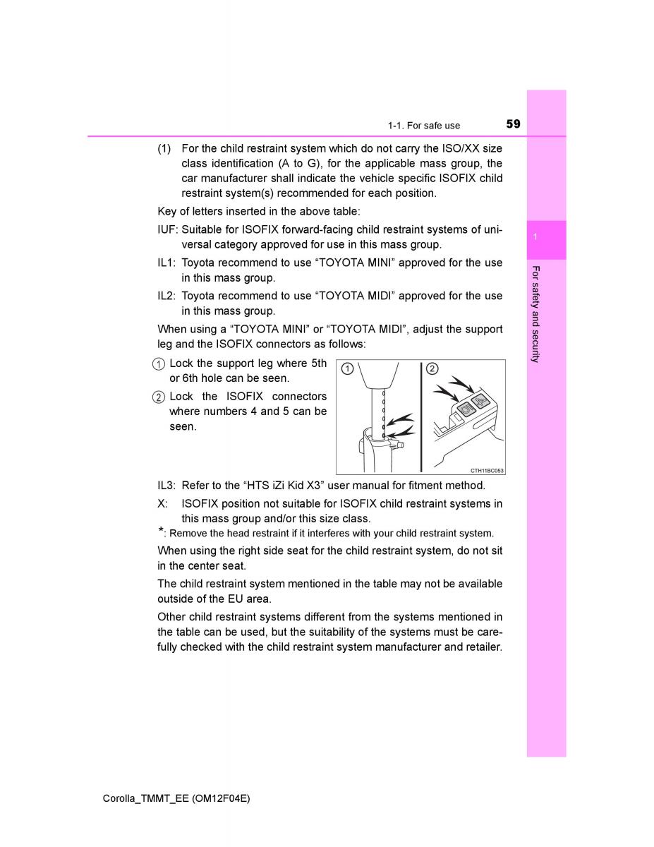 Toyota Corolla XI 11 E160 owners manual / page 59