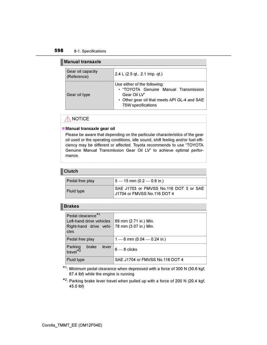 Toyota Corolla XI 11 E160 owners manual / page 598