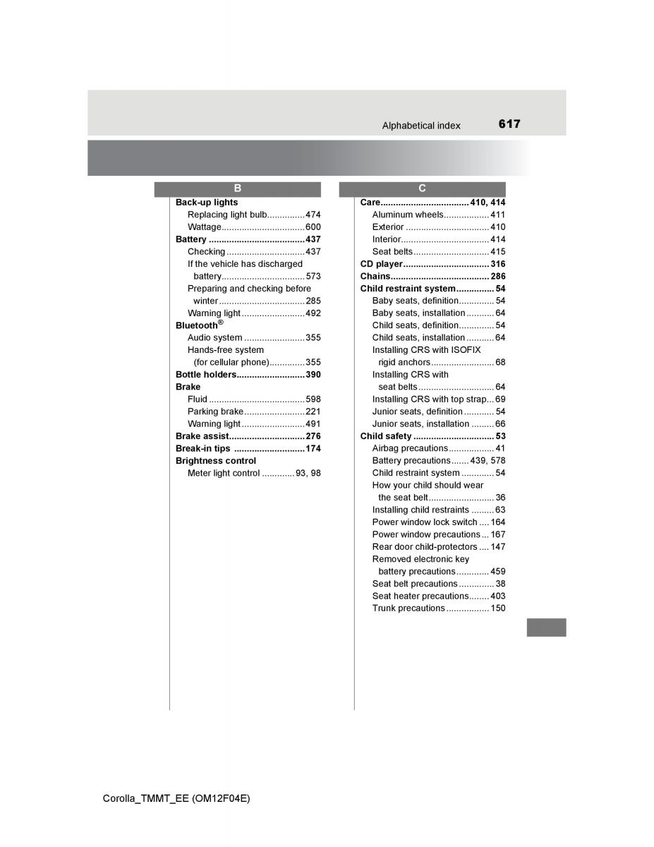 Toyota Corolla XI 11 E160 owners manual / page 617