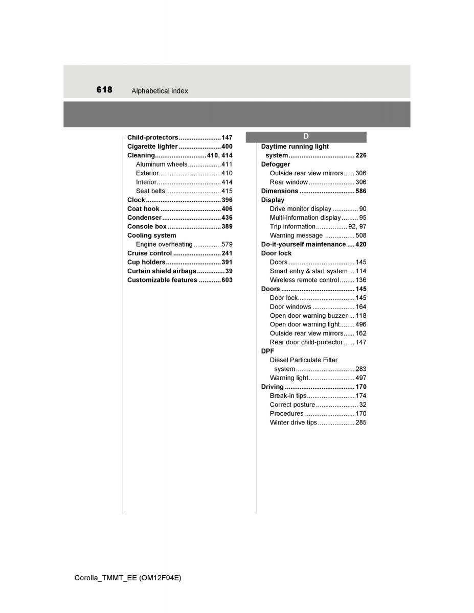 Toyota Corolla XI 11 E160 owners manual / page 618