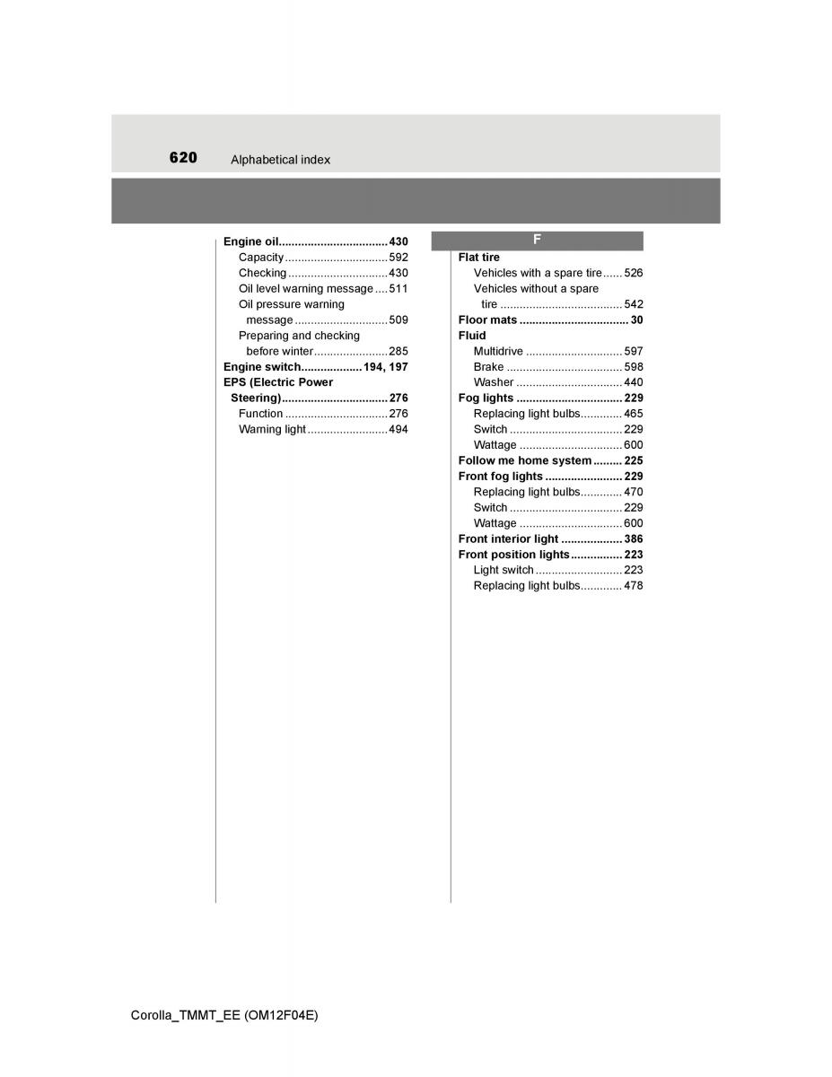 Toyota Corolla XI 11 E160 owners manual / page 620