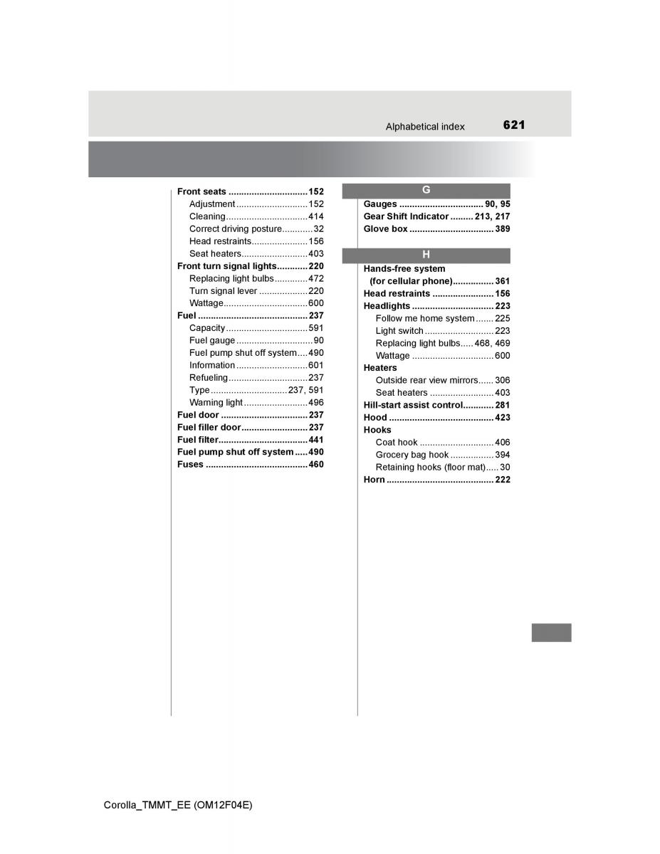 Toyota Corolla XI 11 E160 owners manual / page 621