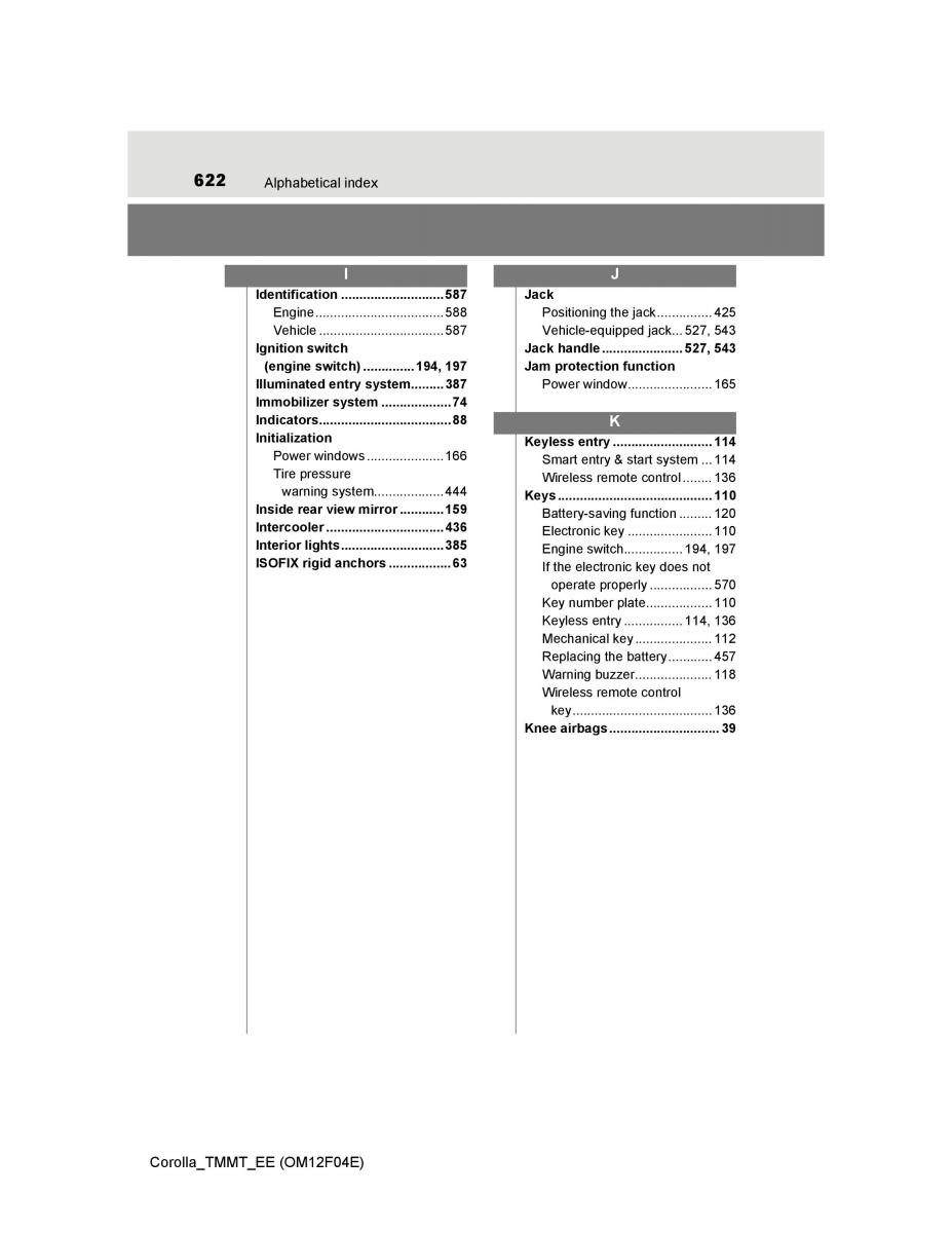 Toyota Corolla XI 11 E160 owners manual / page 622