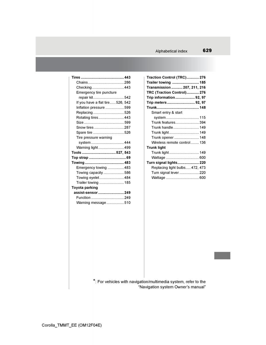 Toyota Corolla XI 11 E160 owners manual / page 629