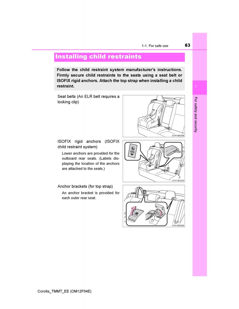 Toyota Corolla XI 11 E160 owners manual / page 63