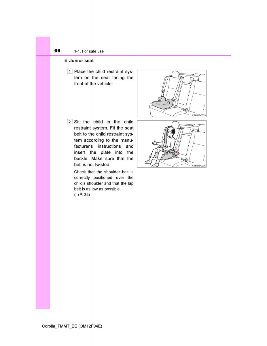 Toyota Corolla XI 11 E160 owners manual / page 66