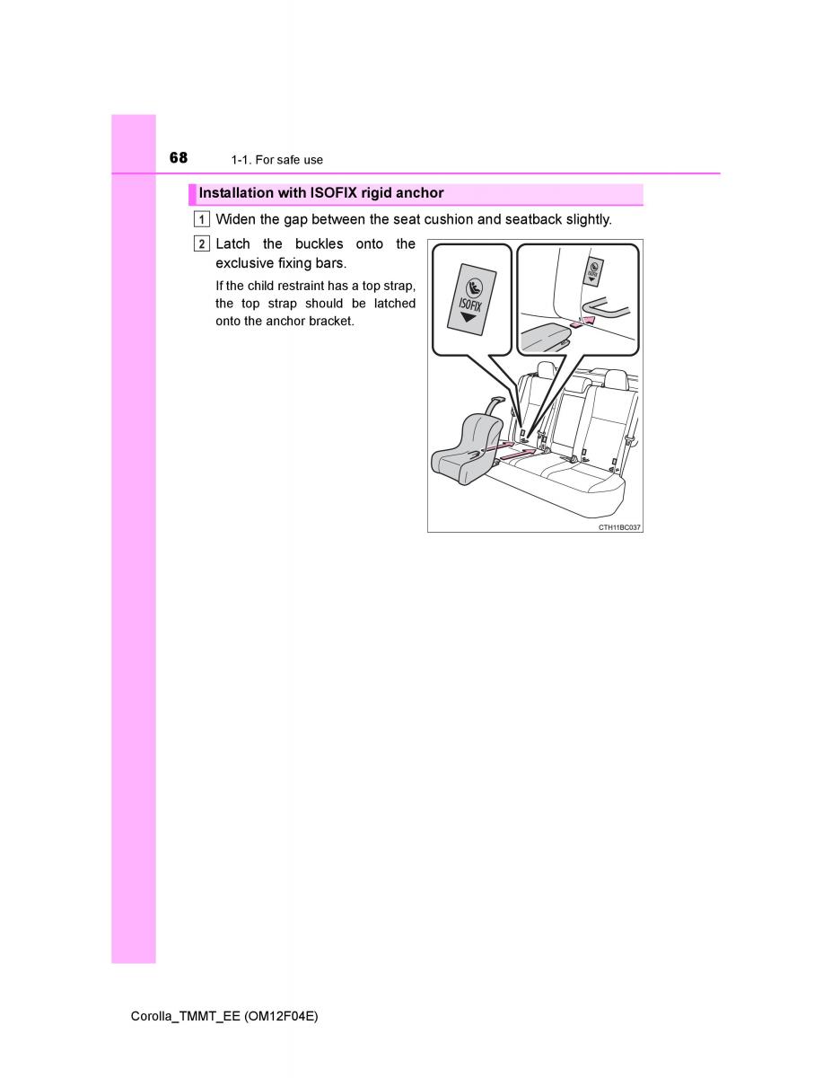 Toyota Corolla XI 11 E160 owners manual / page 68