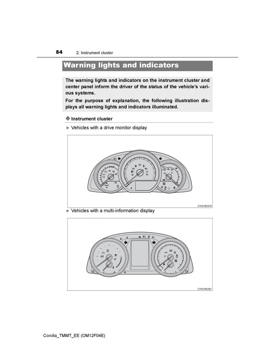 Toyota Corolla XI 11 E160 owners manual / page 84