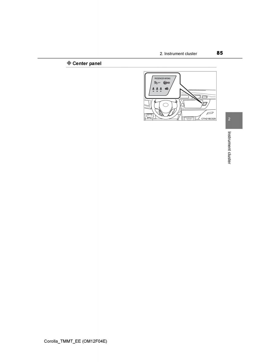 Toyota Corolla XI 11 E160 owners manual / page 85