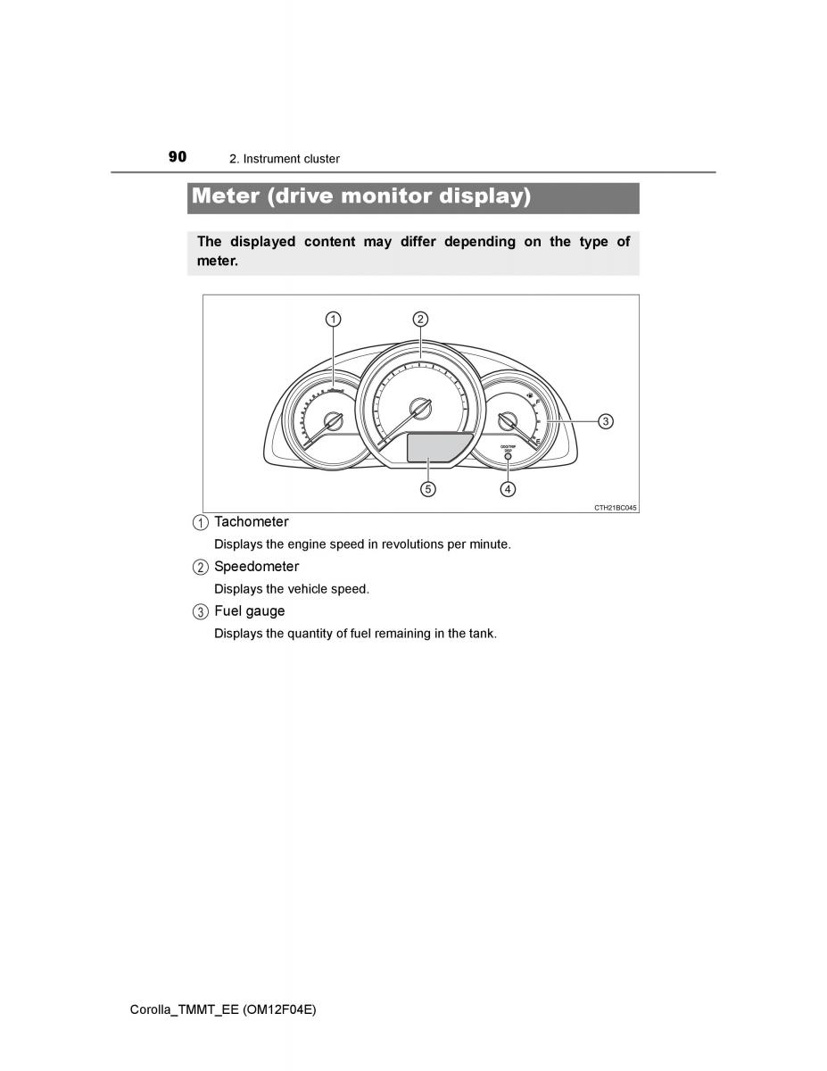 Toyota Corolla XI 11 E160 owners manual / page 90