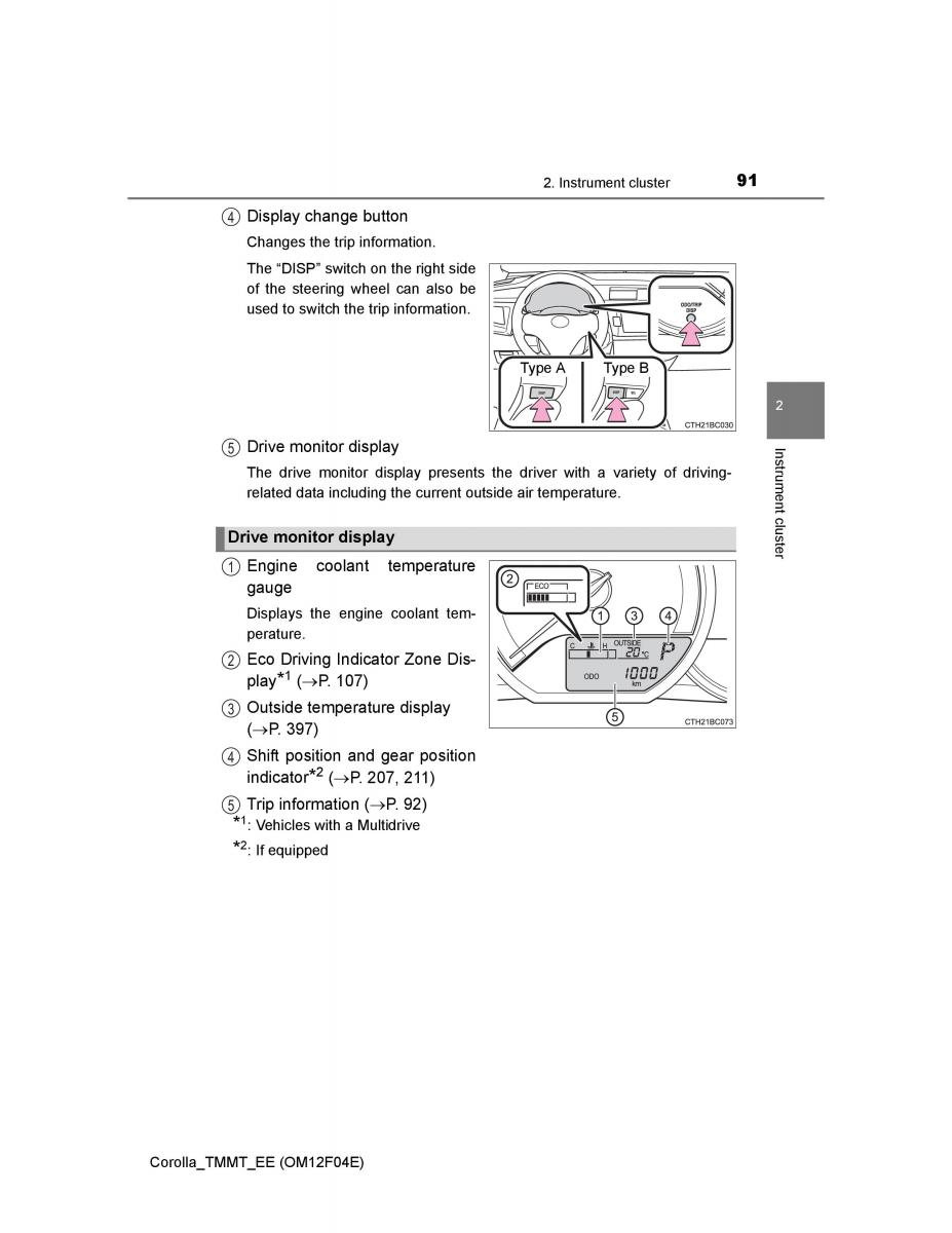 Toyota Corolla XI 11 E160 owners manual / page 91