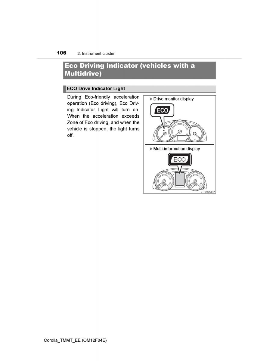 Toyota Corolla XI 11 E160 owners manual / page 106