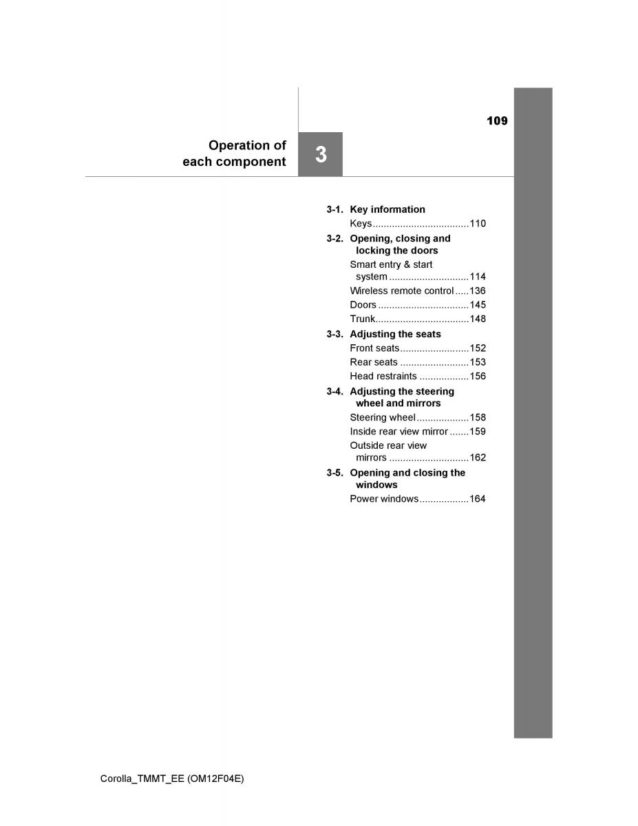 Toyota Corolla XI 11 E160 owners manual / page 109