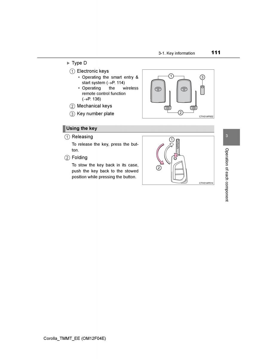 Toyota Corolla XI 11 E160 owners manual / page 111