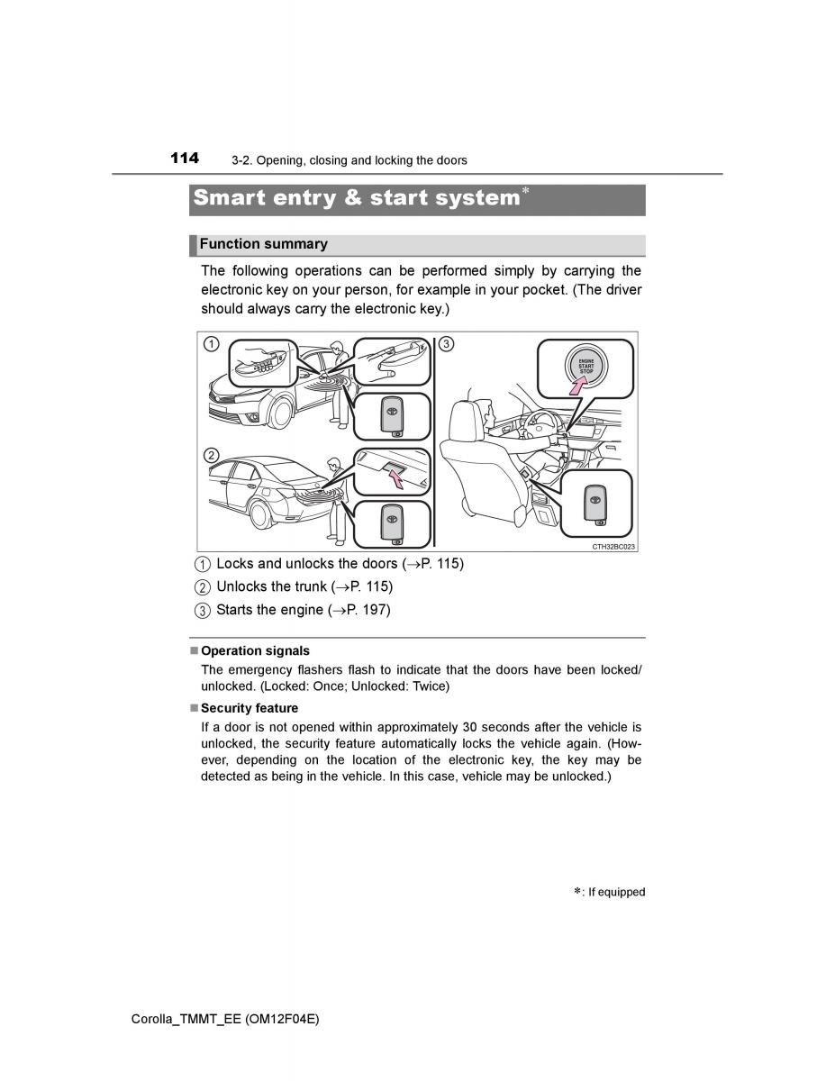 Toyota Corolla XI 11 E160 owners manual / page 114