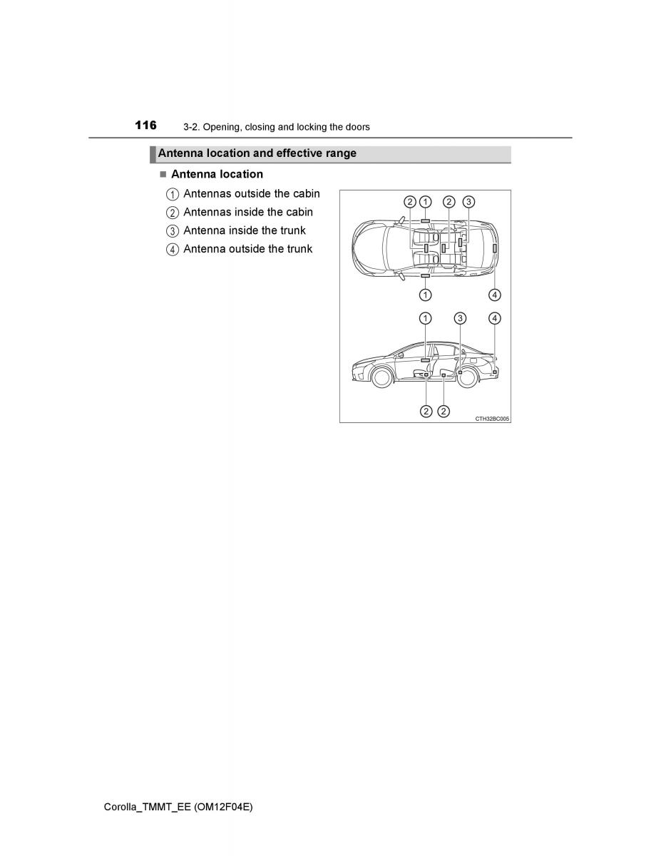 Toyota Corolla XI 11 E160 owners manual / page 116