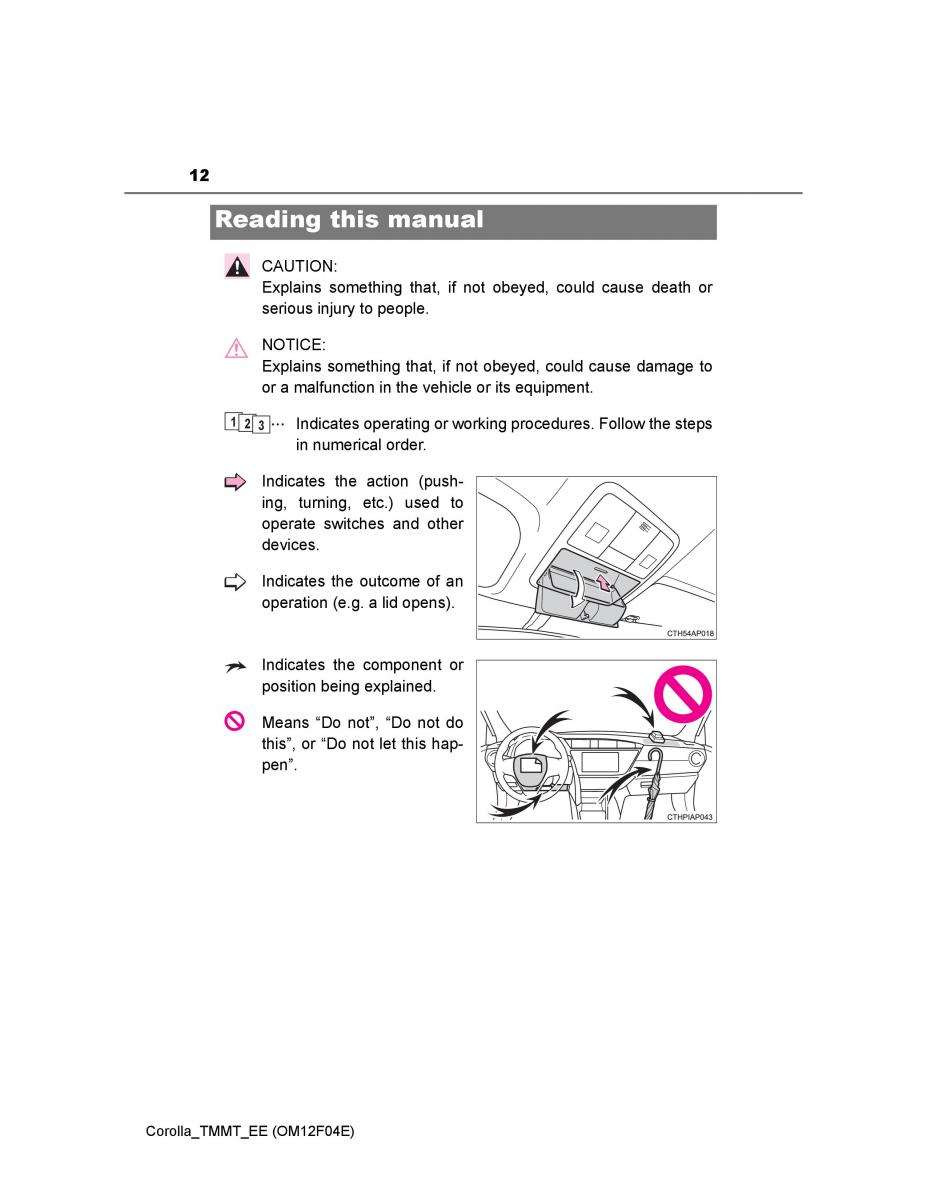 Toyota Corolla XI 11 E160 owners manual / page 12