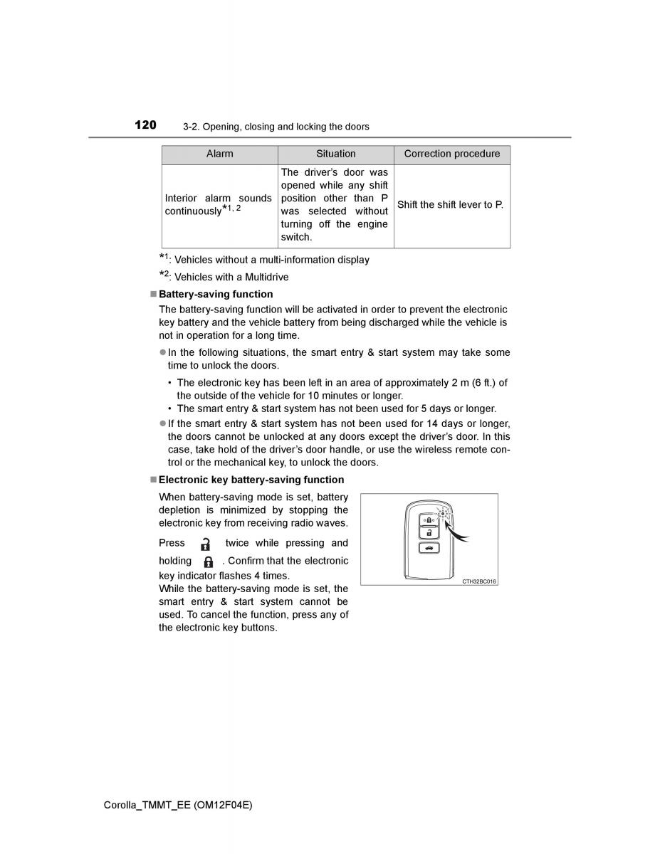 Toyota Corolla XI 11 E160 owners manual / page 120