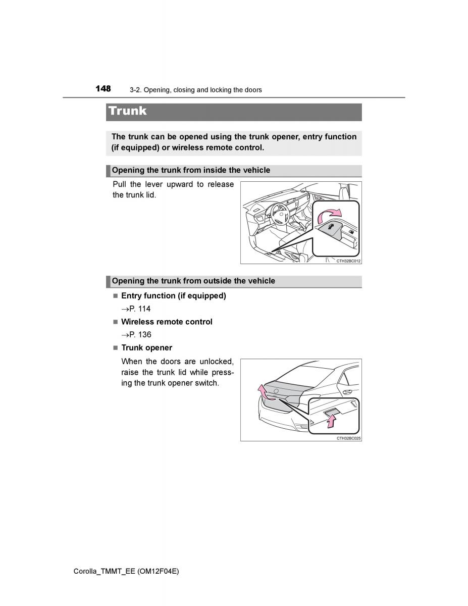 Toyota Corolla XI 11 E160 owners manual / page 148