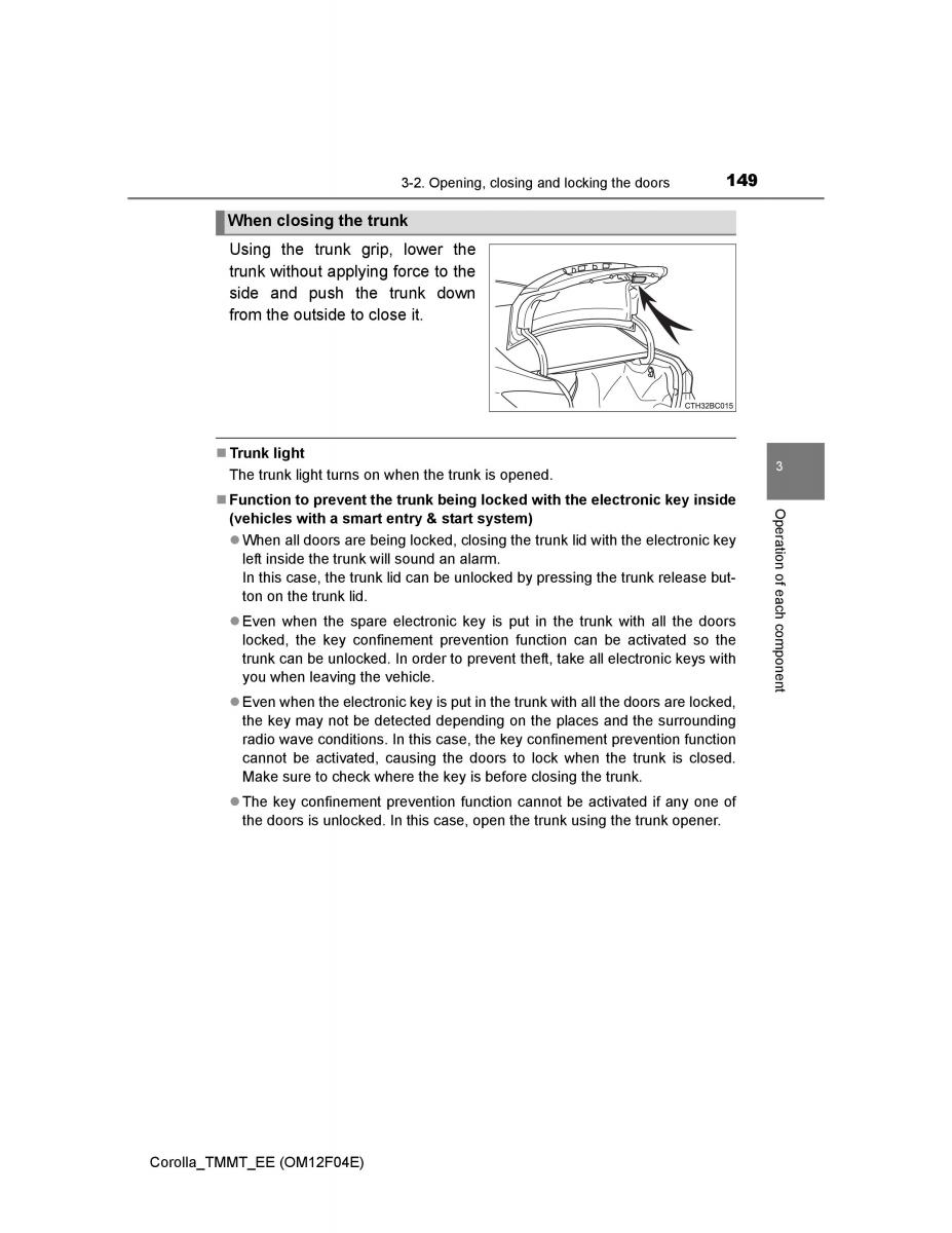 Toyota Corolla XI 11 E160 owners manual / page 149