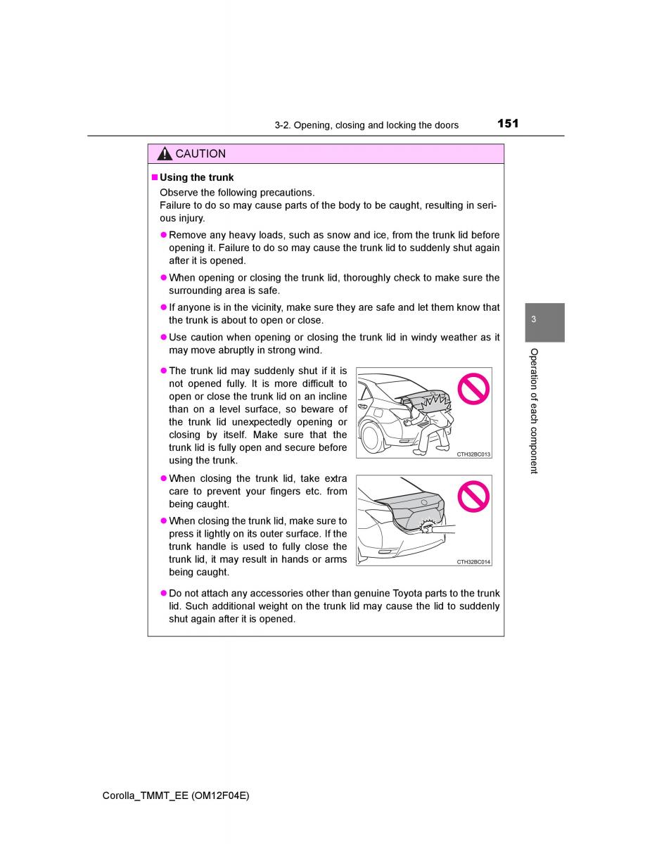 Toyota Corolla XI 11 E160 owners manual / page 151