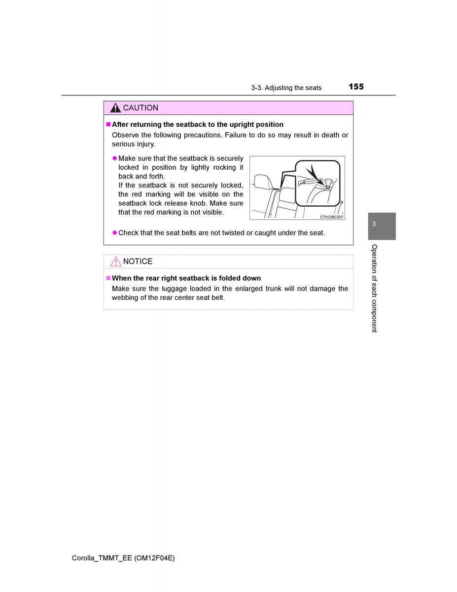 Toyota Corolla XI 11 E160 owners manual / page 155