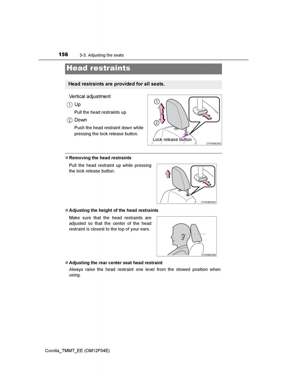 Toyota Corolla XI 11 E160 owners manual / page 156