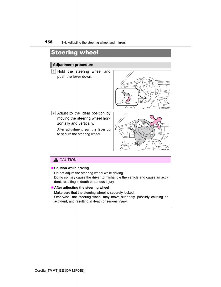 Toyota Corolla XI 11 E160 owners manual / page 158