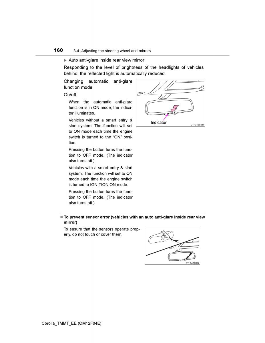 Toyota Corolla XI 11 E160 owners manual / page 160