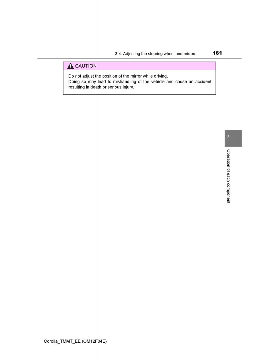 Toyota Corolla XI 11 E160 owners manual / page 161