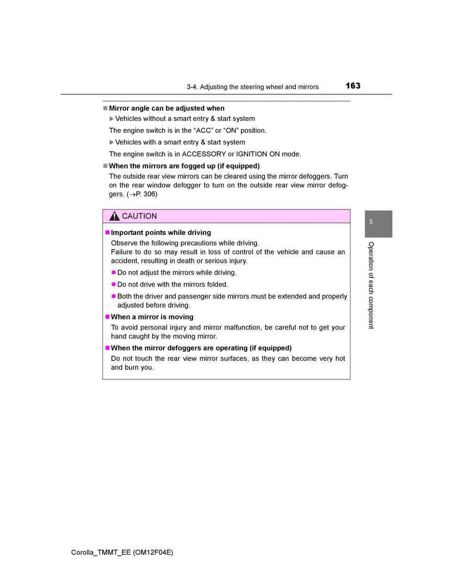 Toyota Corolla XI 11 E160 owners manual / page 163