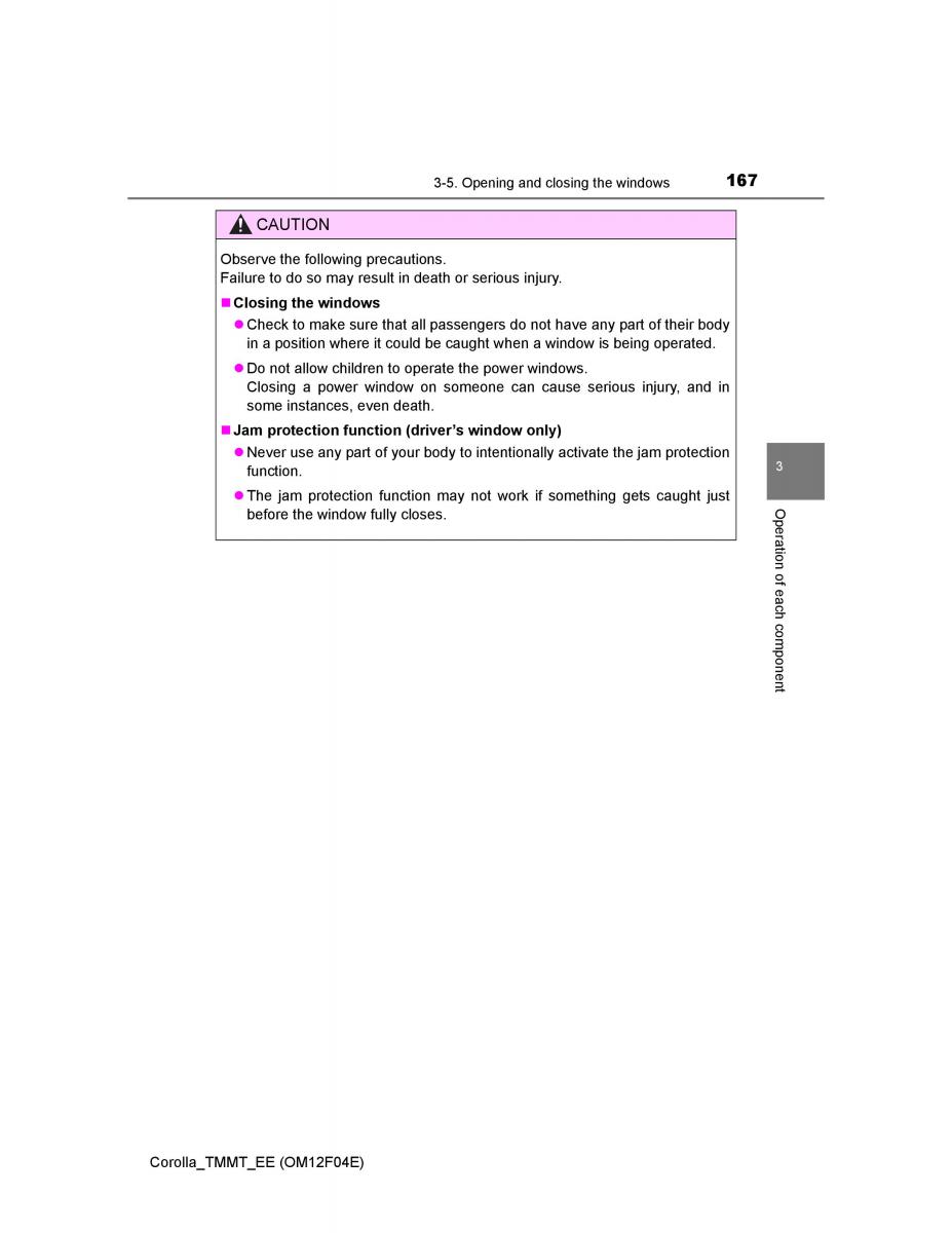 Toyota Corolla XI 11 E160 owners manual / page 167