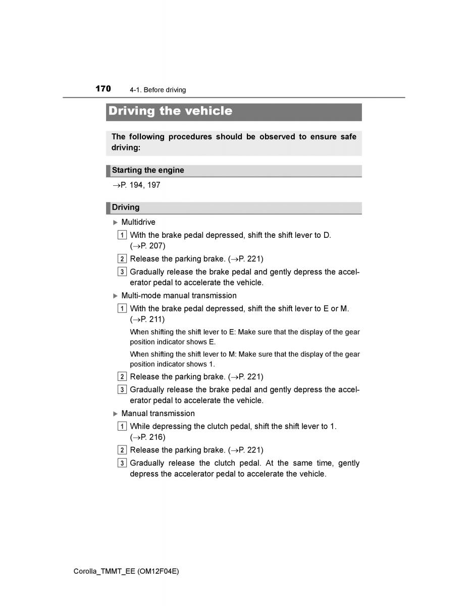 Toyota Corolla XI 11 E160 owners manual / page 170