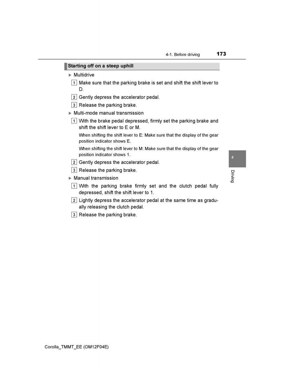 Toyota Corolla XI 11 E160 owners manual / page 173