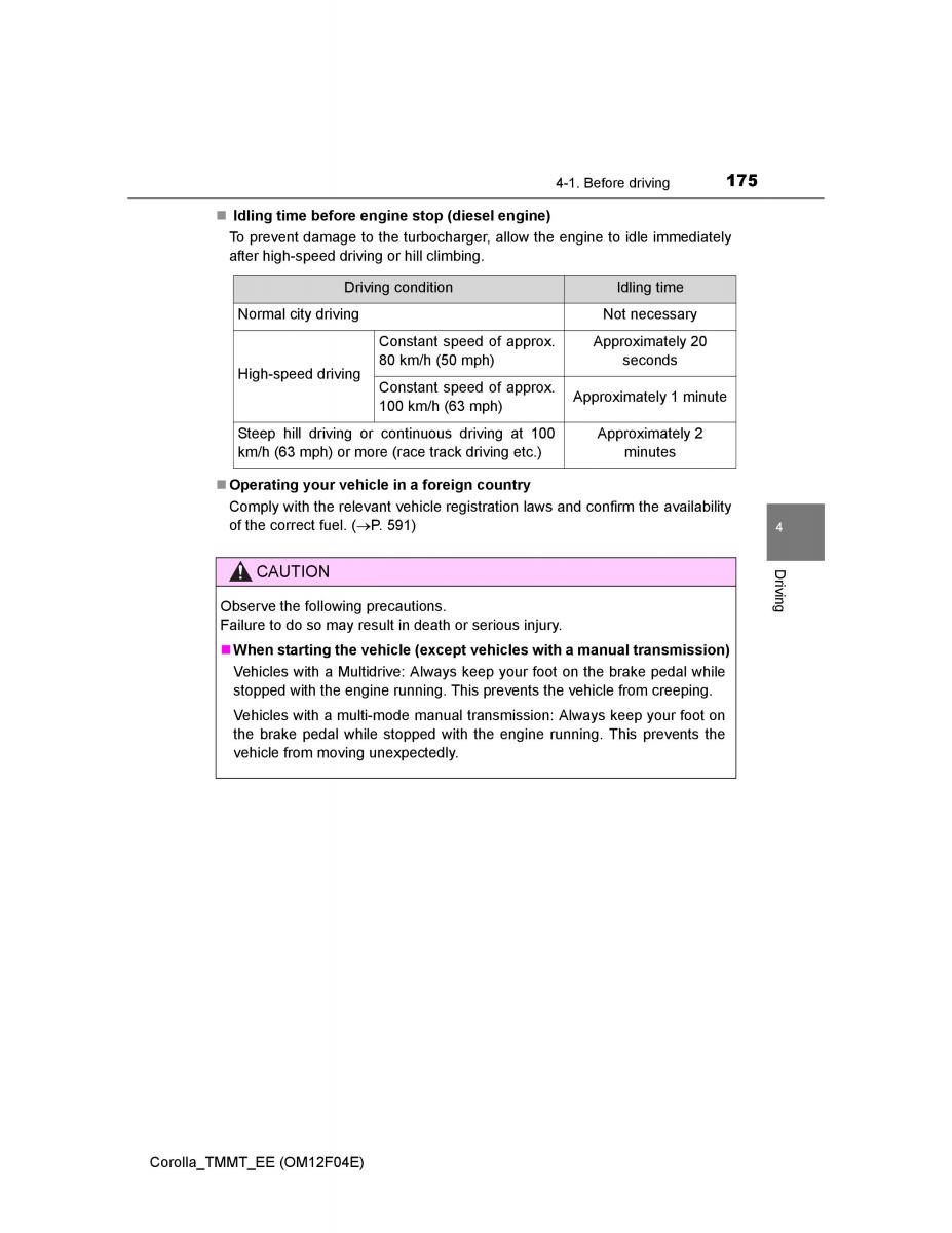 Toyota Corolla XI 11 E160 owners manual / page 175