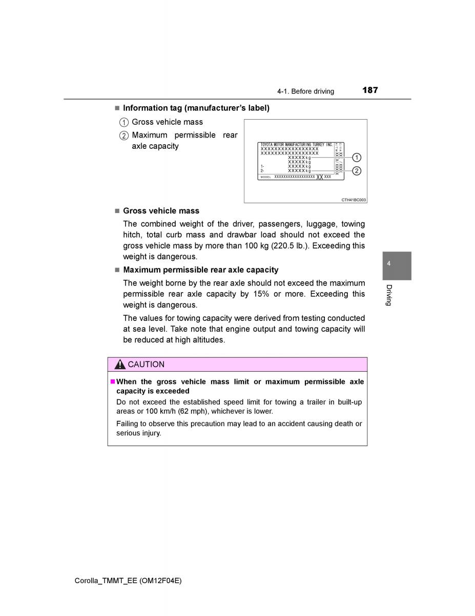 Toyota Corolla XI 11 E160 owners manual / page 187