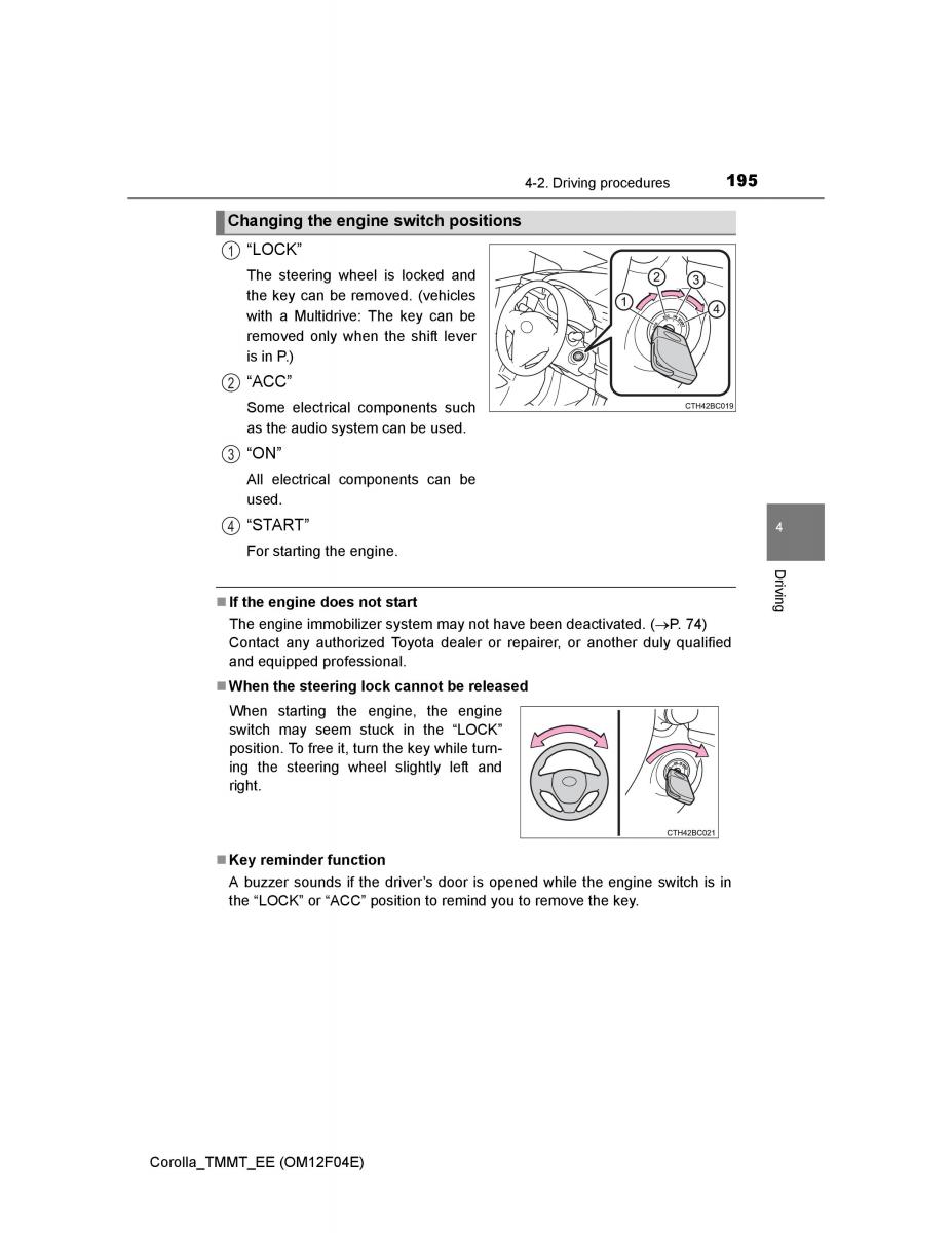 Toyota Corolla XI 11 E160 owners manual / page 195