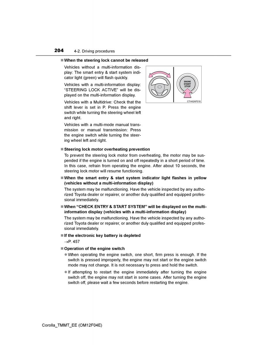 Toyota Corolla XI 11 E160 owners manual / page 204