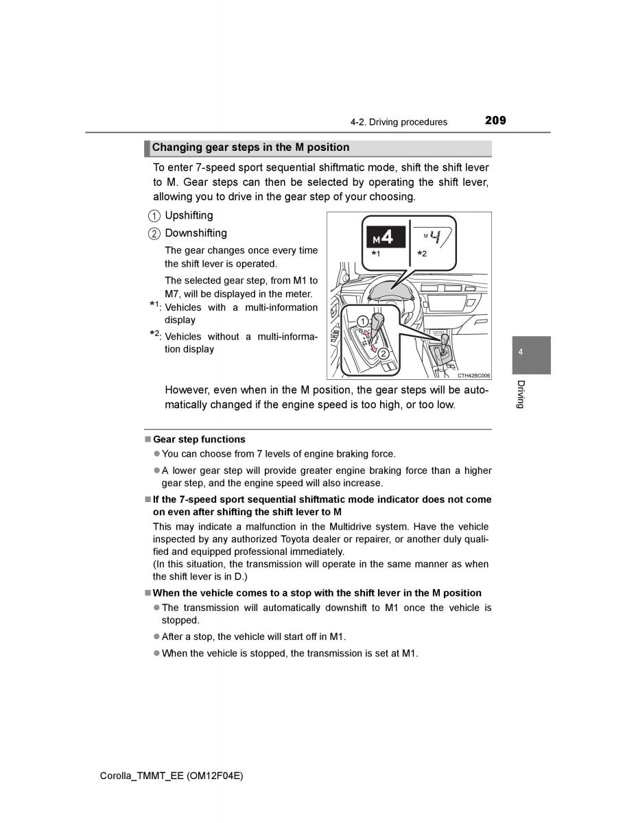 Toyota Corolla XI 11 E160 owners manual / page 209