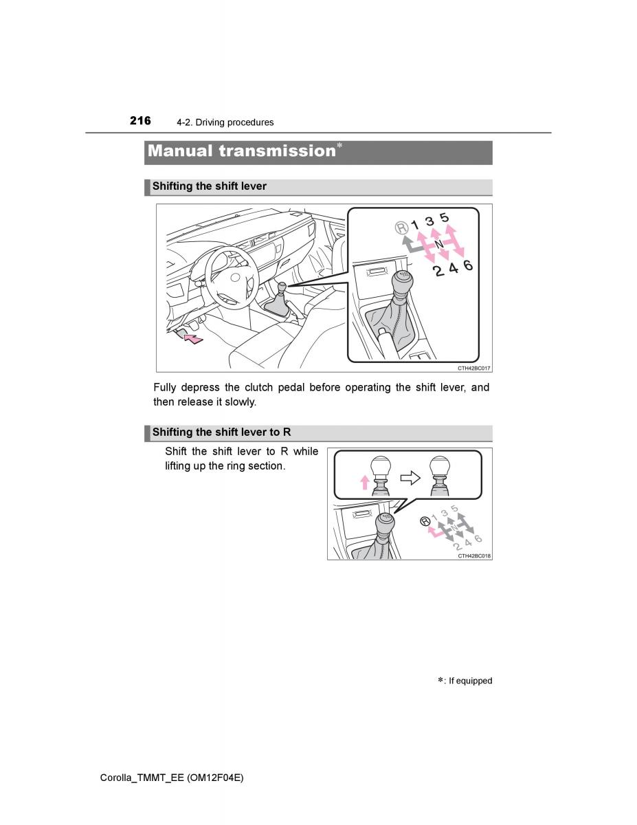 Toyota Corolla XI 11 E160 owners manual / page 216