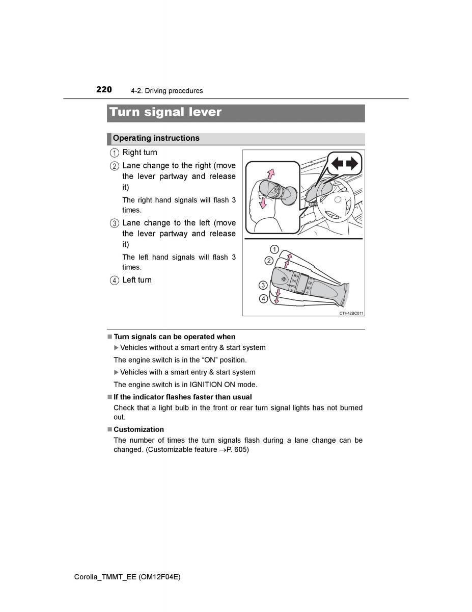 Toyota Corolla XI 11 E160 owners manual / page 220