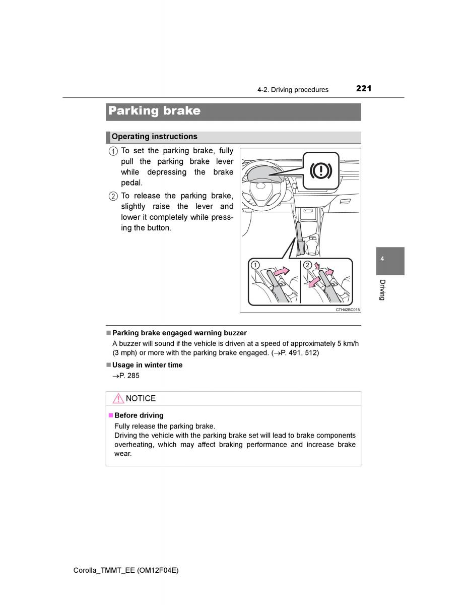 Toyota Corolla XI 11 E160 owners manual / page 221