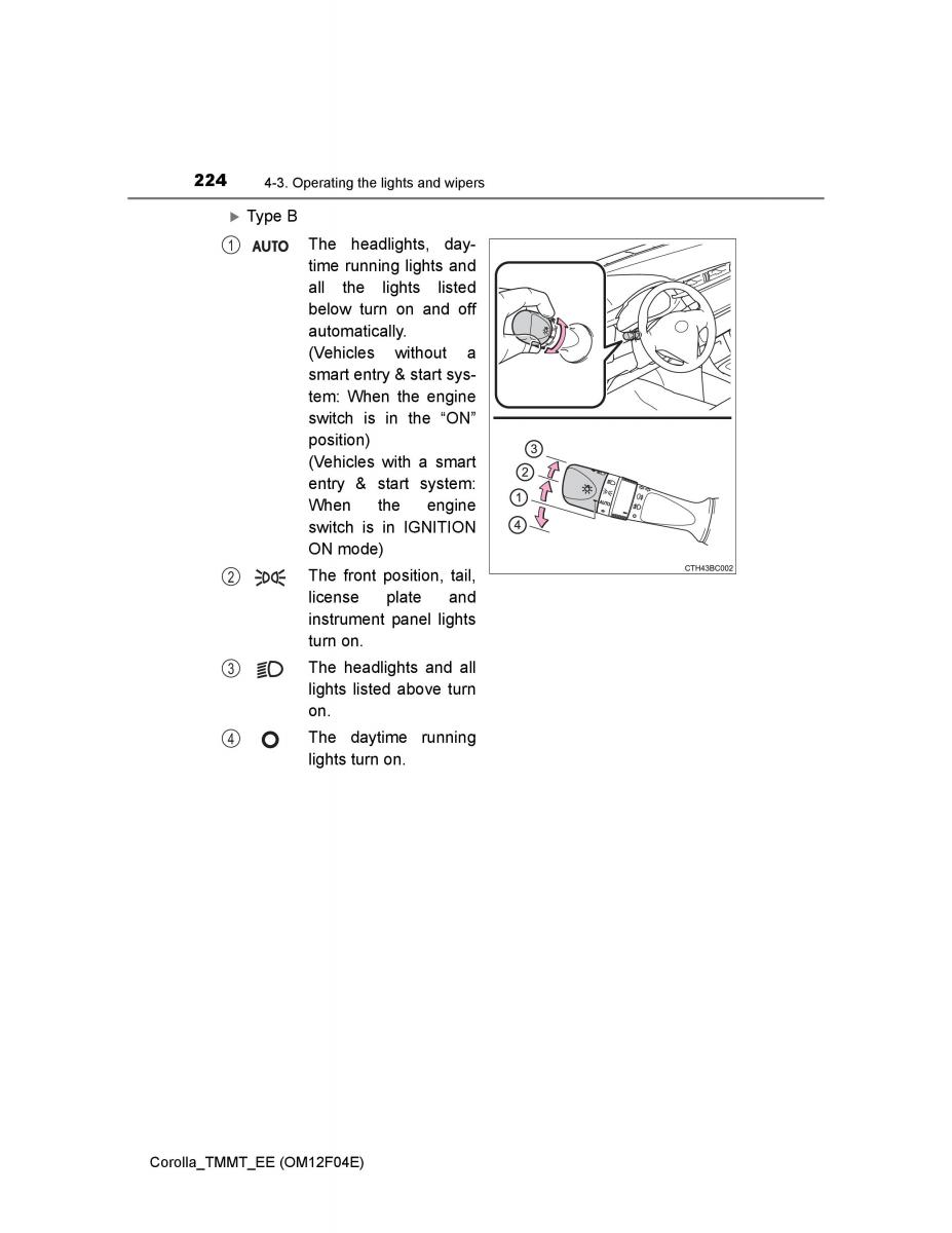 Toyota Corolla XI 11 E160 owners manual / page 224