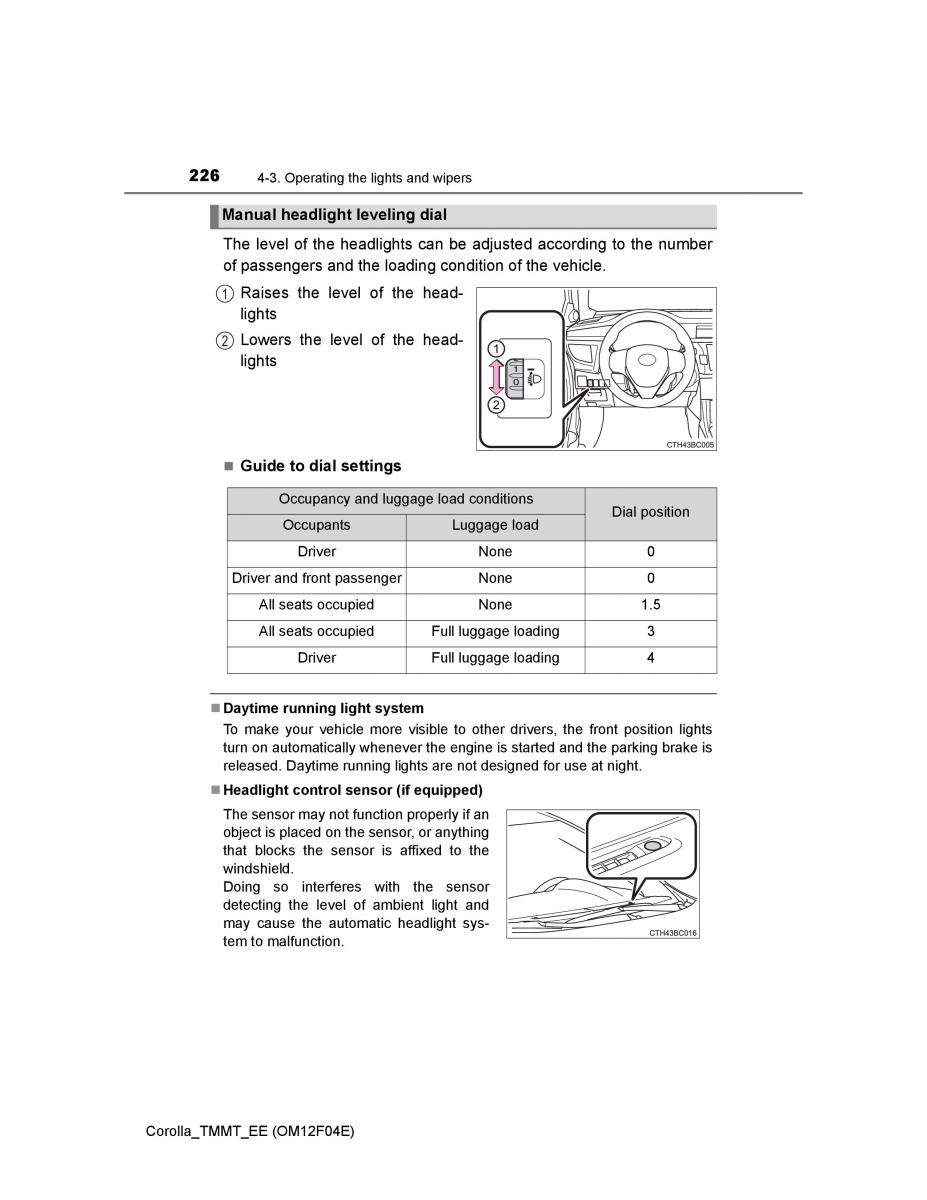 Toyota Corolla XI 11 E160 owners manual / page 226