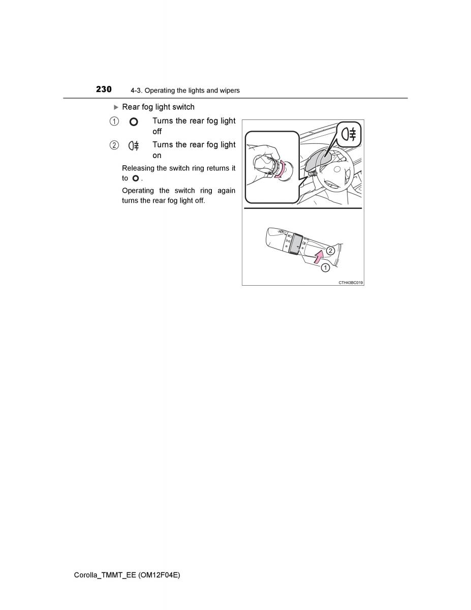 Toyota Corolla XI 11 E160 owners manual / page 230