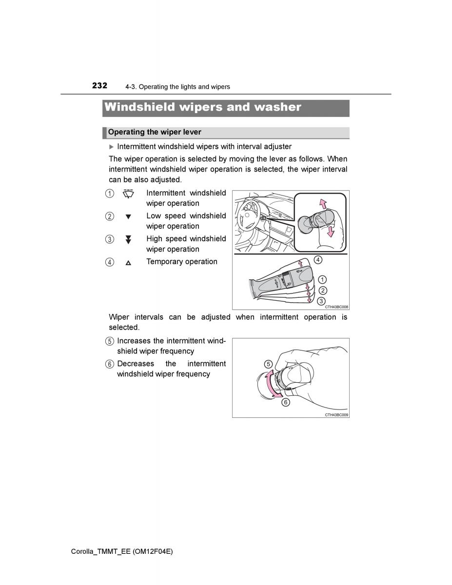 Toyota Corolla XI 11 E160 owners manual / page 232