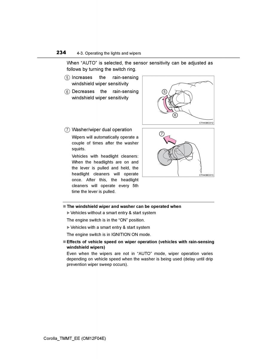 Toyota Corolla XI 11 E160 owners manual / page 234