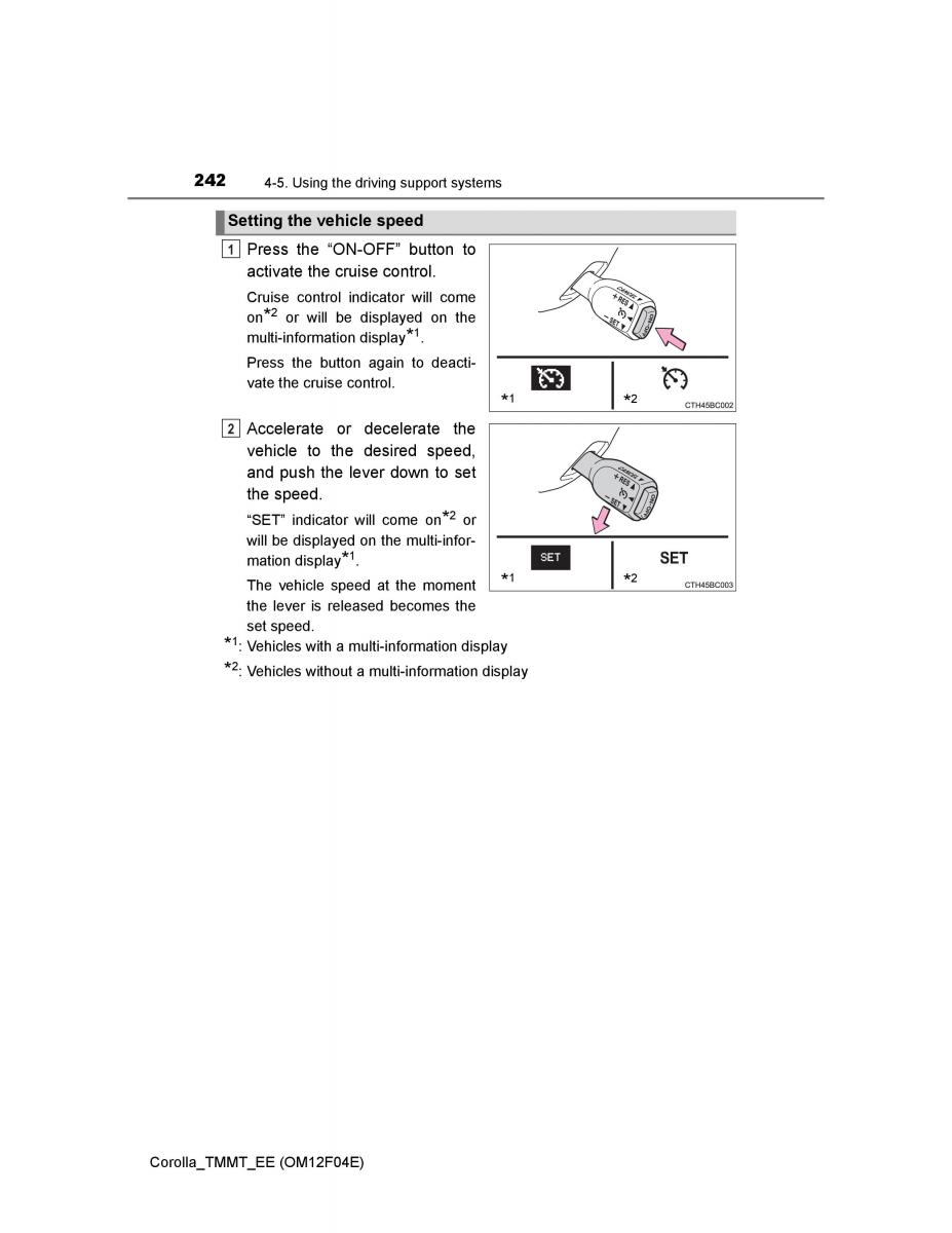 Toyota Corolla XI 11 E160 owners manual / page 242