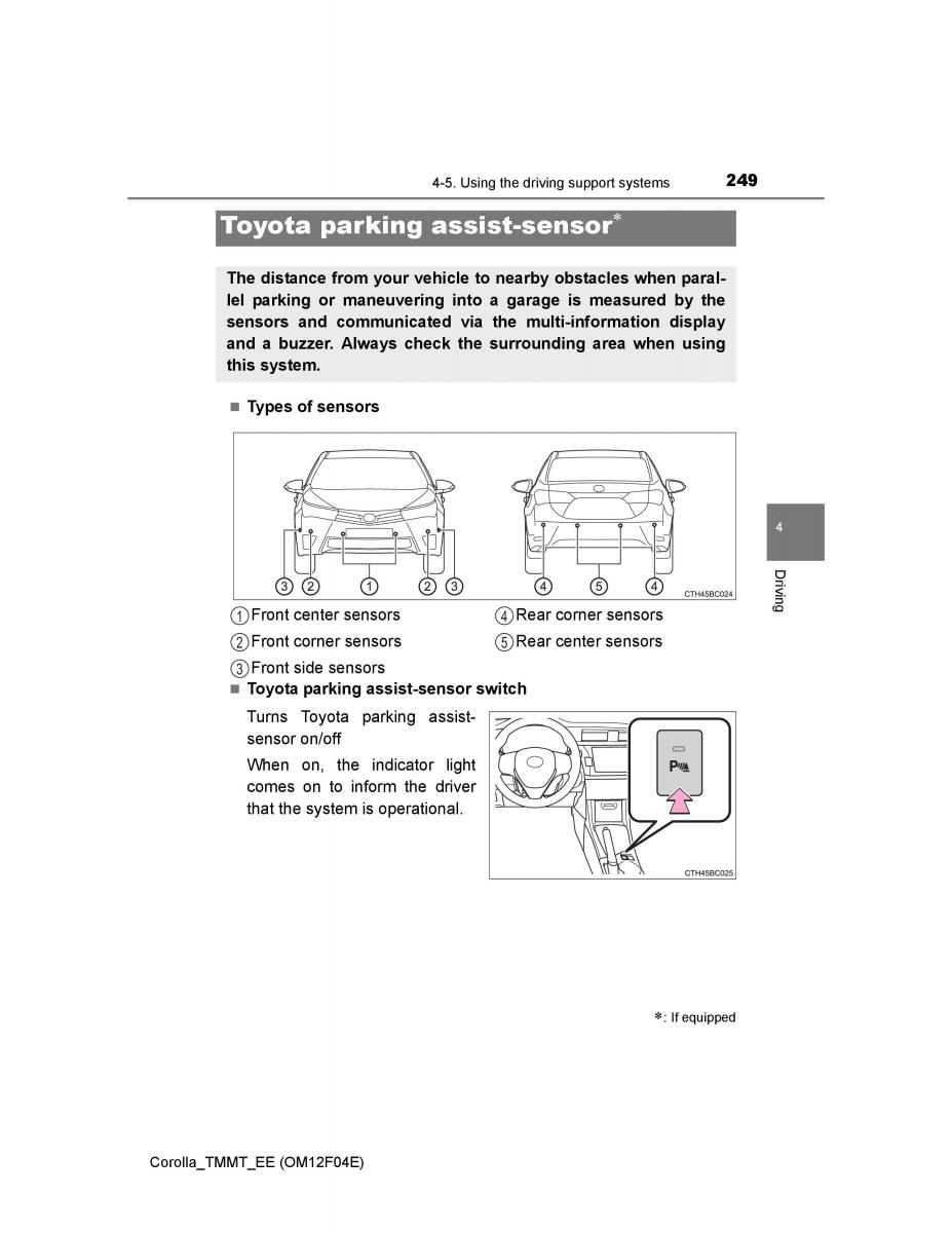 Toyota Corolla XI 11 E160 owners manual / page 249