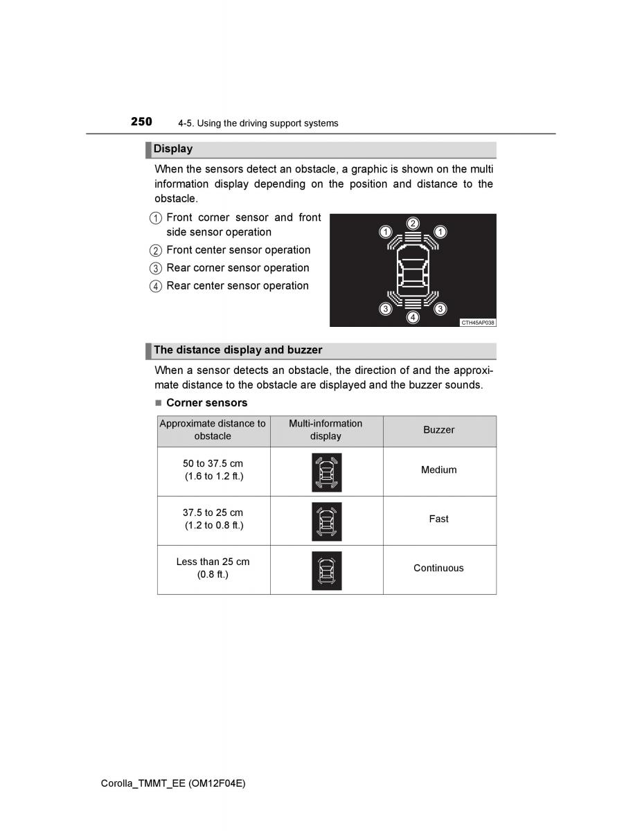 Toyota Corolla XI 11 E160 owners manual / page 250